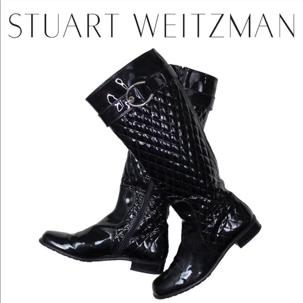 Stuart Weitzman Quilted Black Navigator Boots